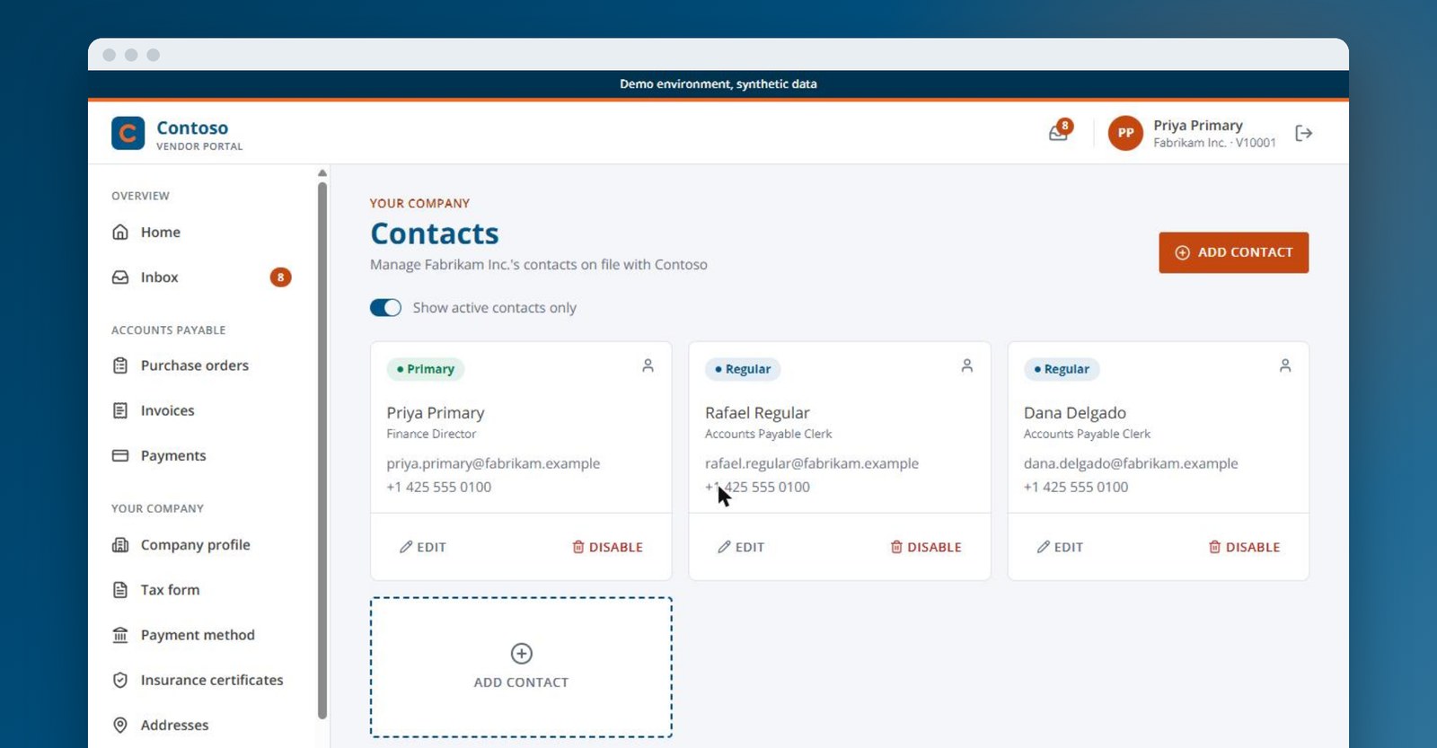 govcon365-vendor-portal-contacts-v2 GovCon365 Vendor Portal self-service vendor contacts management